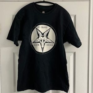 45 Grave Black Cross Baphomet T-Shirt - Size L - Goth Deathrock Death Rock Punk